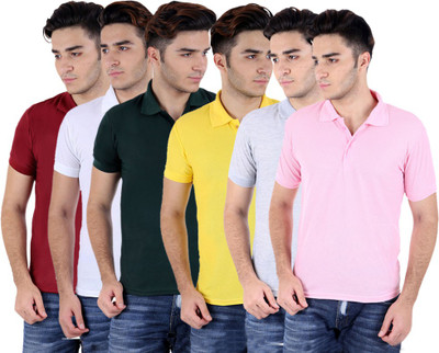 

Sanvi Traders Solid Men Polo Neck Multicolor T-Shirt(Pack of 6