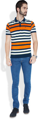 

Park Avenue Striped Men's Polo Neck Orange T-Shirt