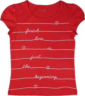 

Poppers by Pantaloons Girls Striped T Shirt(Pink, Raspberry