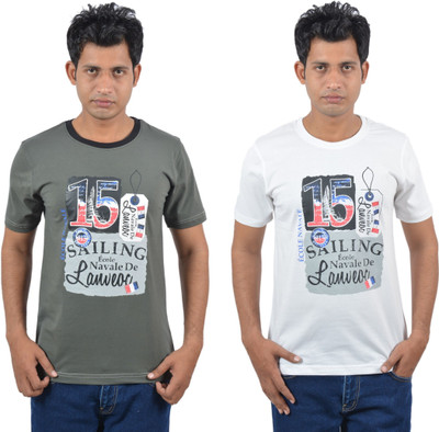 

Josh Button Solid Men' Round Neck Grey T-Shirt(Pack of 2, Grey;white