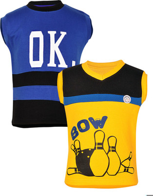 

Gkidz Boys Printed Cotton T Shirt(Blue, Pack of 2