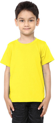 

99Tshirts Boys Solid Cotton T Shirt(Yellow, Pack of 1)