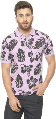 

Gritstones Printed Men's Polo Neck Purple T-Shirt