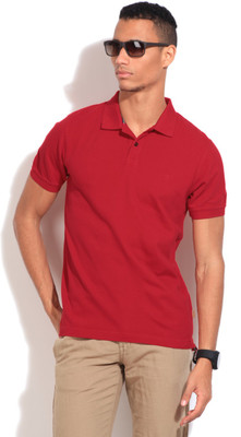 

Indian Terrain Solid Men' Polo Neck Red T-Shirt