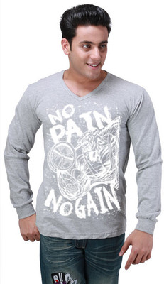 

Inkovy Graphic Print Men' V-neck Grey T-Shirt
