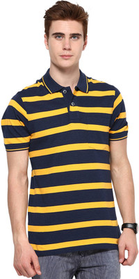 

Mudo Striped Men's Polo Neck Yellow T-Shirt