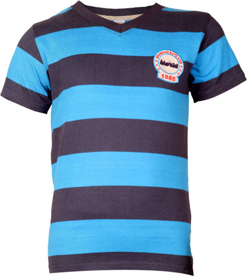 33% OFF on Bio Kid Boys Striped Cotton T Shirt(Dark Blue, Pack of 1)