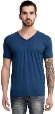 

Mi Moda Solid Men's V-neck Light Blue T-Shirt, Peacock blue
