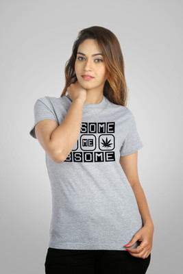 

Campus Sutra Printed Women' Round Neck Grey T-Shirt