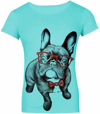 

SayItLoud Printed Women' Round Neck Blue T-Shirt, Light blue