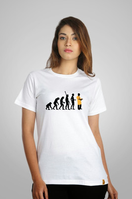 

Campus Sutra Printed Women's Round Neck White T-Shirt