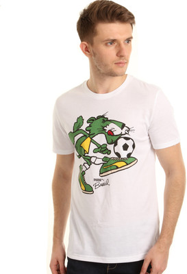 

Puma Graphic Print Men' Round Neck White T-Shirt