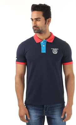 

Flying Machine Solid Men's Polo Neck Dark Blue T-Shirt, Navy