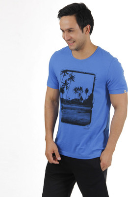 

Puma Graphic Print Men's Round Neck Blue T-Shirt, Strong blue