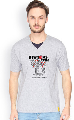 

Campus Sutra Solid Men V-neck Grey T-Shirt