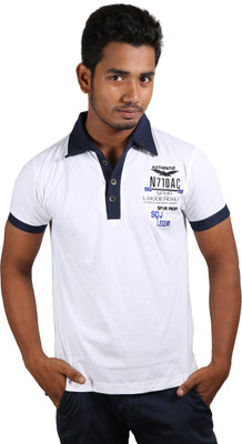 Spur Embroidered Men's Polo Neck White T-Shirt