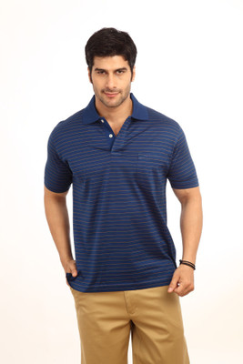 

ColorPlus Solid Men's Polo Neck Blue T-Shirt