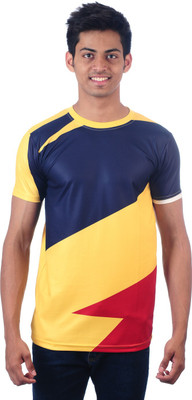 

DDI Self Design Men's Round Neck Multicolor T-Shirt, Blue;red;yellow