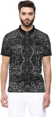 

Fritzberg Printed Men's Polo Neck Black T-Shirt, Ebony black