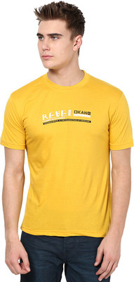 

Okane Printed Men's Round Neck Gold T-Shirt