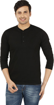

Weardo Solid Men's Henley Black T-Shirt