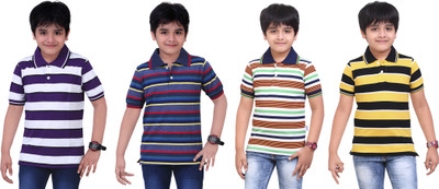 

Dongli Boys Striped T Shirt(Multicolor, Pack of 4)