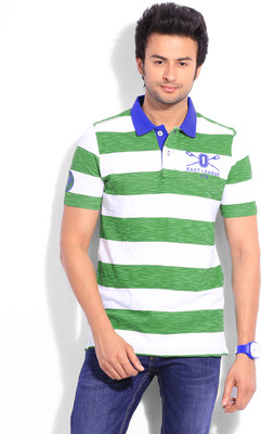 

United Colors of Benetton. Striped Men's Polo Neck Green, White T-Shirt, 902