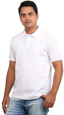Eagle Buzz Solid Men's Polo Neck White T-Shirt