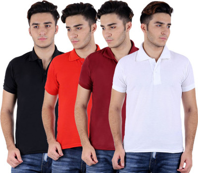 

Sanvi Traders Solid Men Polo Neck Multicolor T-Shirt(Pack of 4
