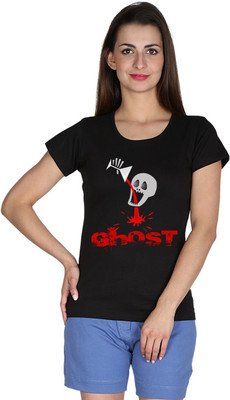 

Faireno Printed Women's Round Neck Black T-Shirt