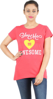 

Ymfonline.Com Printed Women's Round Neck Red T-Shirt, Red rose