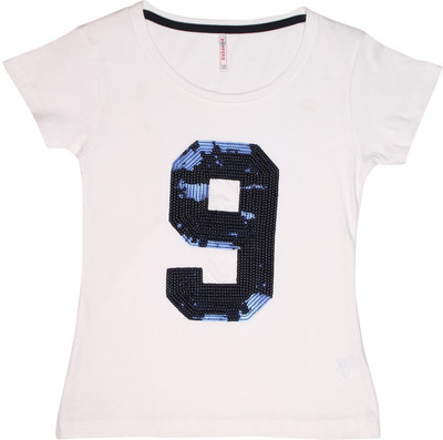 

Poppers by Pantaloons Girls Graphic Print T Shirt(White, Off white