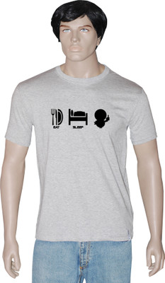 

Tshirt.in Graphic Print Men's Round Neck Grey T-Shirt, Grey melange