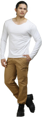 

Oviyon Solid Men' Boat Neck White T-Shirt, Snow white