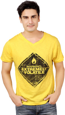 

Stephen Armor Printed Men's V-neck Yellow T-Shirt