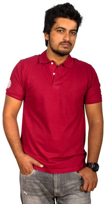 

SayItLoud Solid Men' Polo Neck Maroon T-Shirt