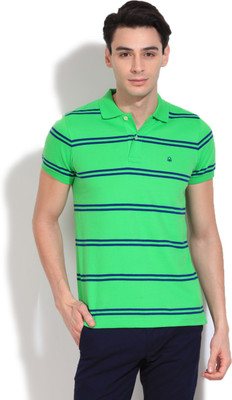 

United Colors of Benetton Striped Men's Polo Neck Blue, Green T-Shirt, 901