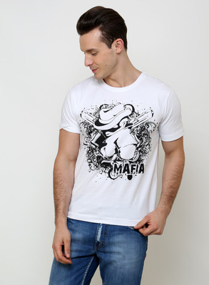 

Rigo Printed Men's Round Neck White T-Shirt