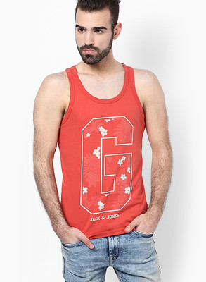 

Jack & Jones Graphic Print Men's Round Neck Orange T-Shirt, Red
