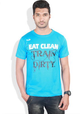 

Kingaroo Printed Men' Round Neck Blue T-Shirt, F blue