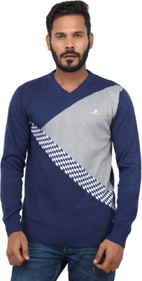 

Got It Striped Men's V-neck Blue T-Shirt