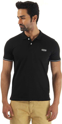 

Flying Machine Solid Men's Polo Neck Black T-Shirt, Jet black