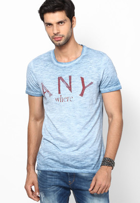 

Jack & Jones Graphic Print Men's Round Neck Blue T-Shirt, Real teal