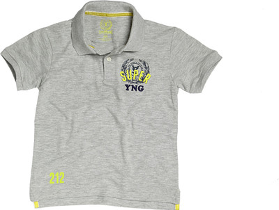 

SuperYoung Solid Boys Polo Neck Grey T-Shirt, Grey melange