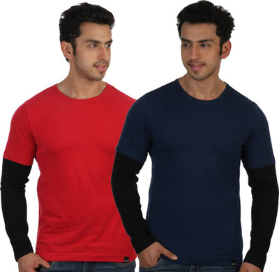 

Rigo Solid Men's Round Neck Red, Blue T-Shirt(Pack of 2), Blue;red