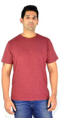 

Komnil Solid Men' Round Neck Red T-Shirt, Red wine melange