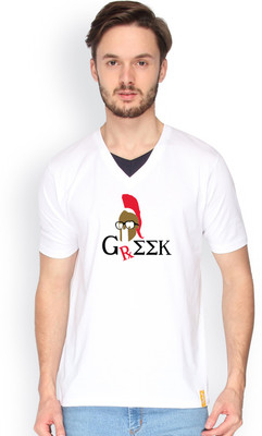 

Campus Sutra Solid Men V-neck White T-Shirt