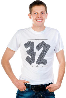 

6th Cross Graphic Print Men's Round Neck White T-Shirt