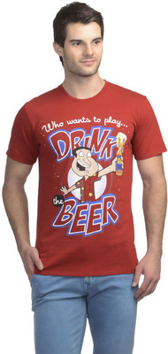 

Family Guy Printed Men's Round Neck Red T-Shirt, Family guy deep red