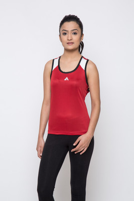 

Acetone Solid Women's Scoop Neck Red, Black T-Shirt, Black;mars red